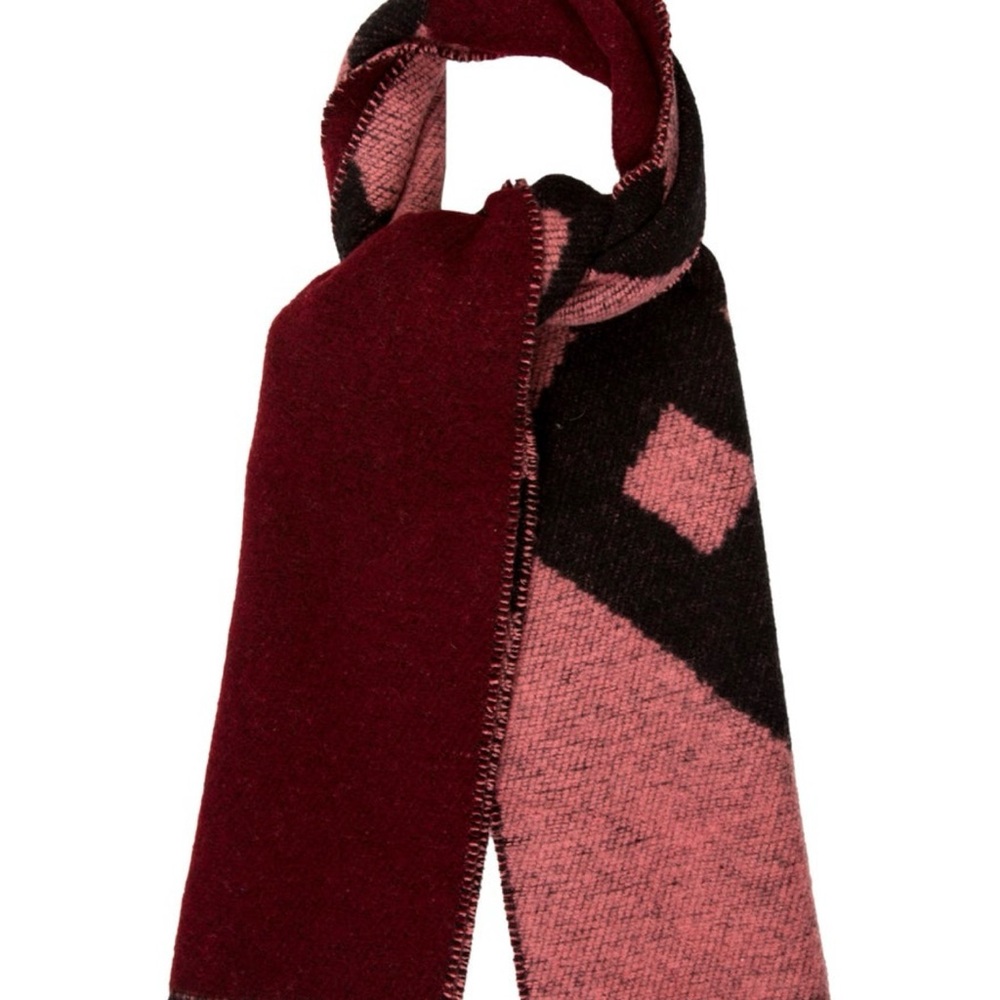 Burberry Woven Burgundy and Pink Scarf